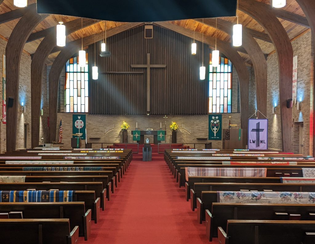 Our sanctuary during the yearly blessing of the quilts.